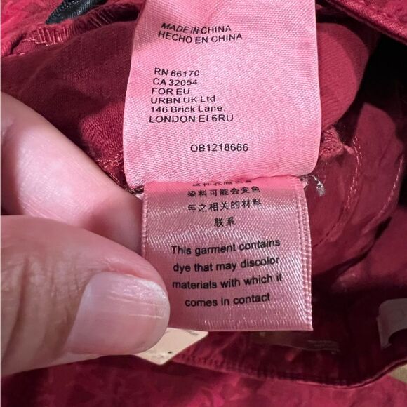 Anthropologie Pilcro Flocked High-Rise Red Denim Leggings Women's Sz. 26 NWT - Picture 14 of 16